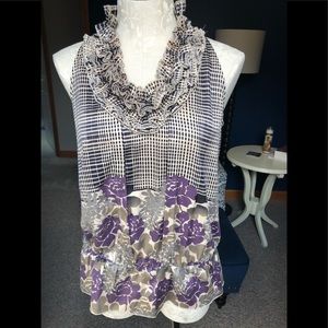 The Limited sleeveless purple/grey floral blouse